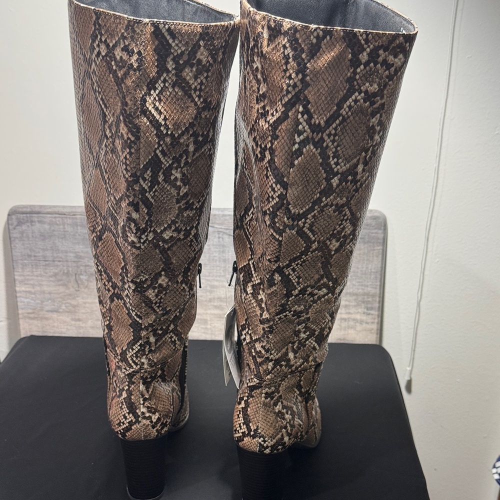 a new day Tan Snake-Print Over-the-Knee Boots - Picture 6 of 11